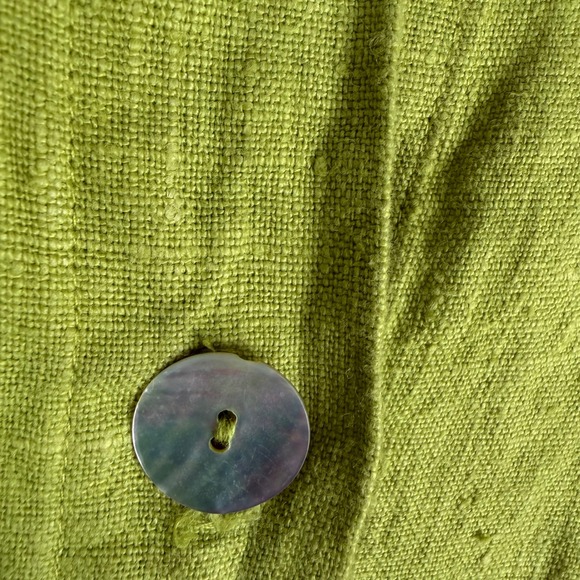 Bryn Walker Womens Large Lime Green 100% Linen Oversized Button Front Shirt USA - Picture 7 of 15